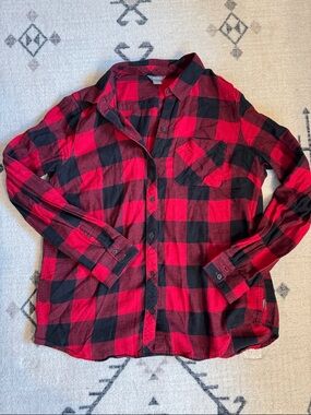 Eddie Bauer Red and Black Buffalo Plaid Button-Down Shirt